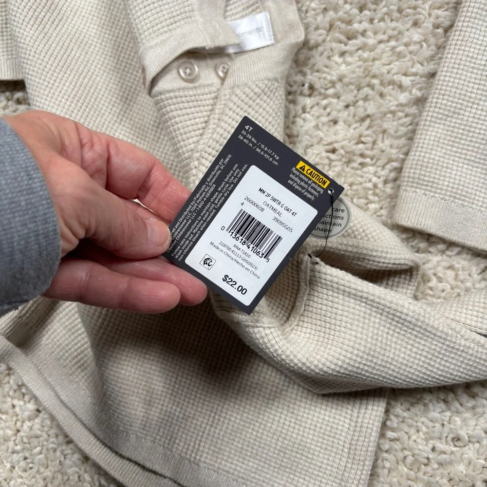 Modern Moments by Gerber Waffle Knit Henley Top Pants Set‎ Oatmeal Kids 4T